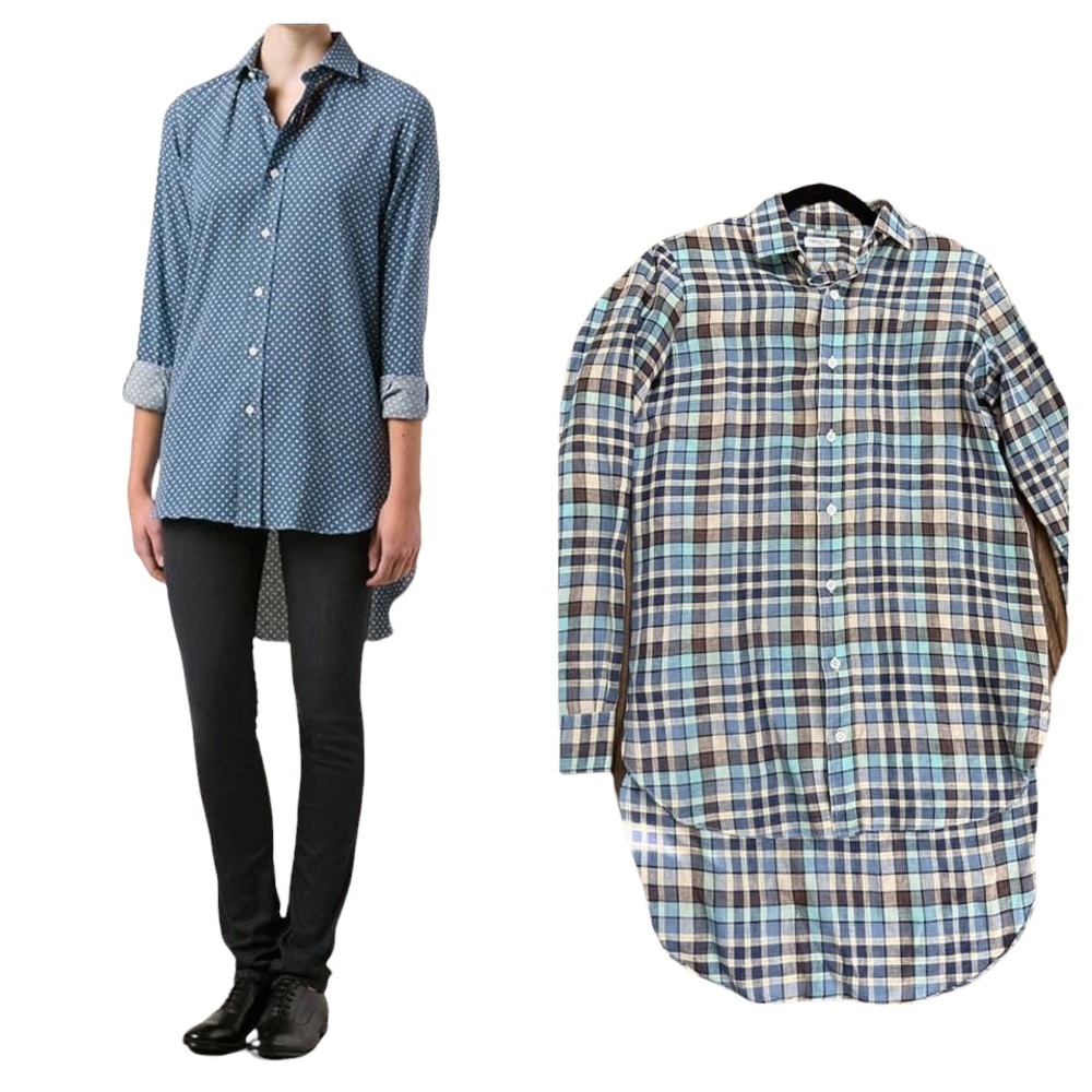 Salvatore Piccalo high-low plaid top IT 44/us 8
